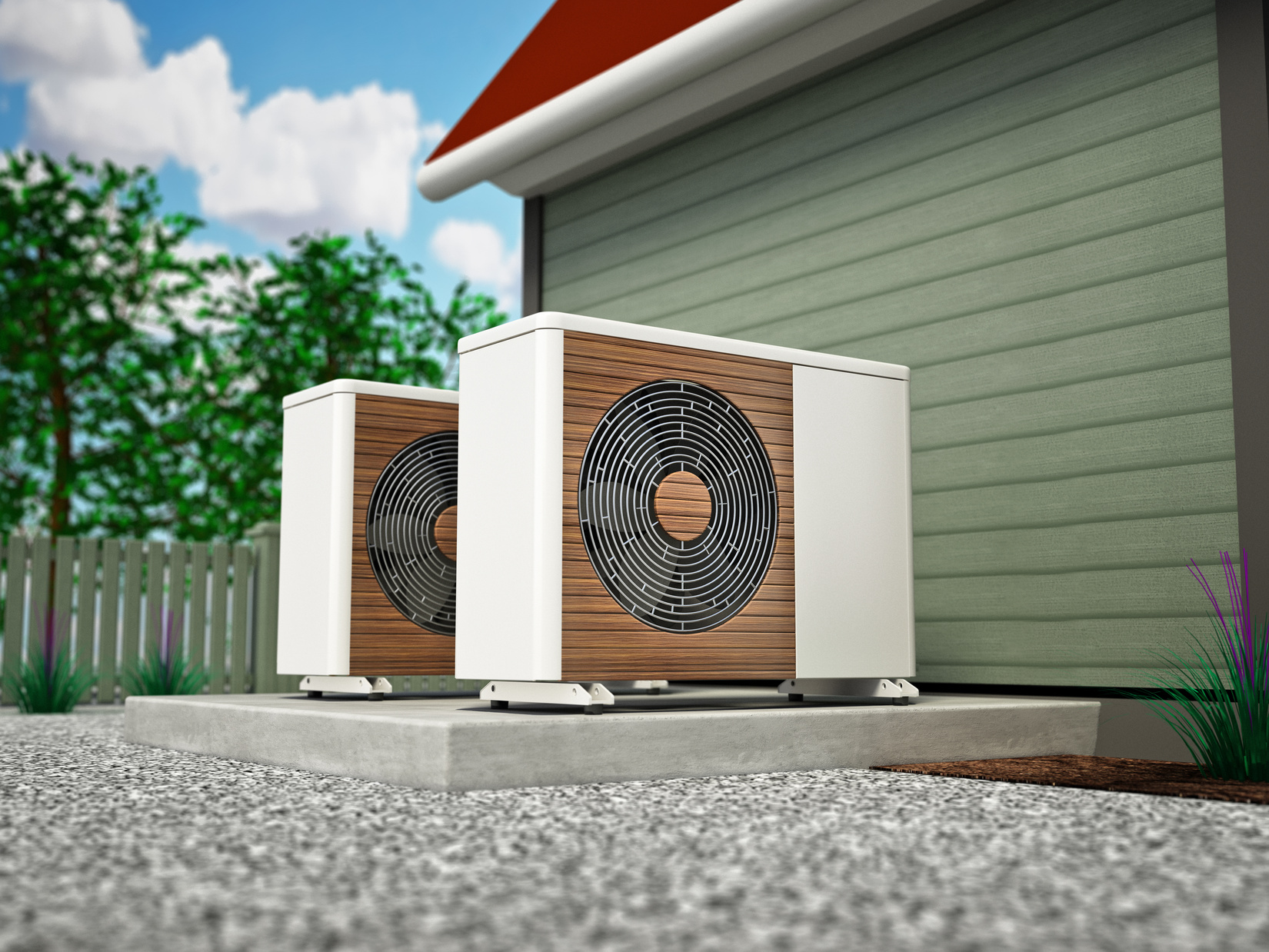 Heat pumps or AC units outside the house
